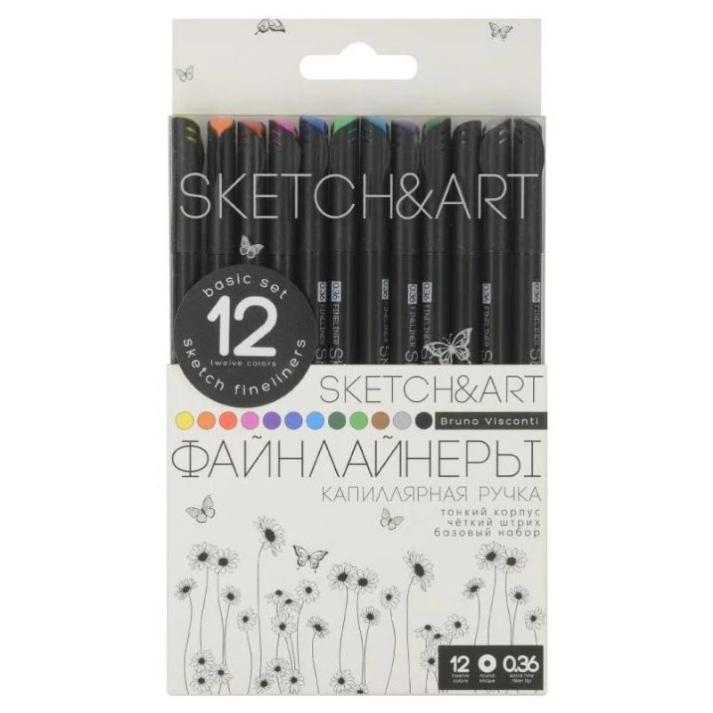 Набор линеров для скетчинга SKETCH&ART BLACK EDITION 0,36мм 12 цв 36-0017 Набор линеров для скетчинга SKETCH&ART BLACK EDITION 0,36мм 12 цв 36-0017