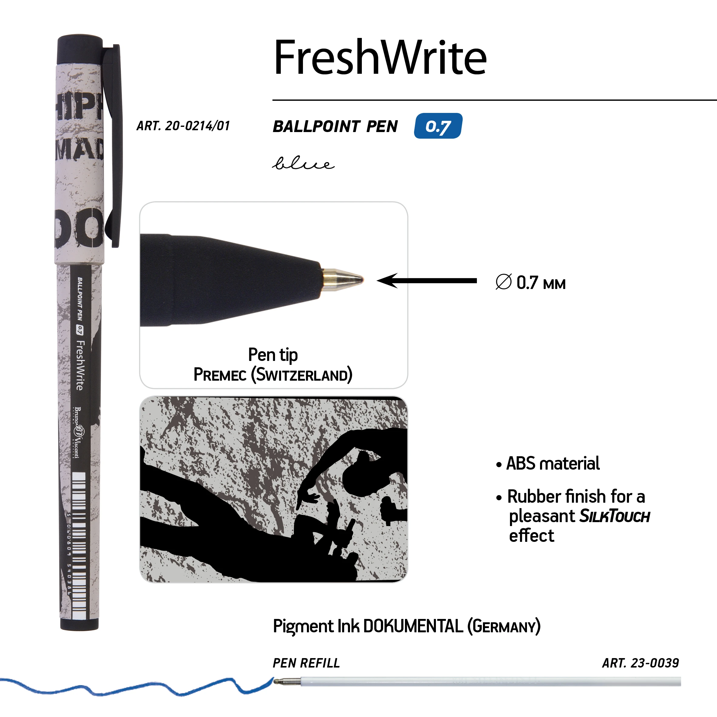 РУЧКА "FreshWrite. Хип-хоп. Силуэты. Do it", ШАРИКОВАЯ 0.7 ММ, СИНЯЯ РУЧКА "FreshWrite. Хип-хоп. Силуэты. Do it", ШАРИКОВАЯ 0.7 ММ, СИНЯЯ