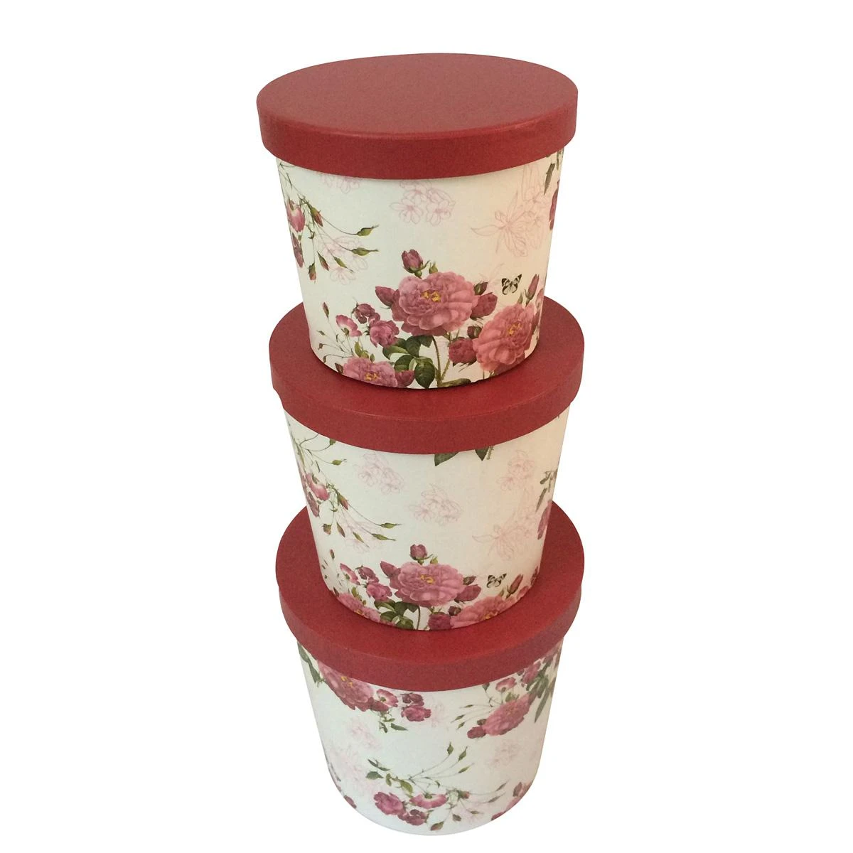 Коробка карт. набор цилиндров 3 шт. (d15cm*H13cm - d19cm*H17cm) Красные W9048