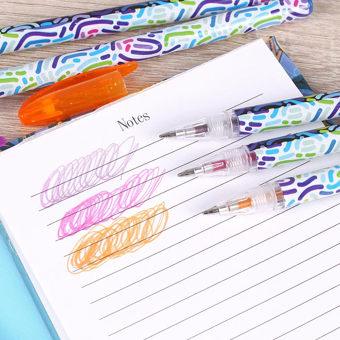 Набор ручек гелевых 12цв. "Darvish" с блёстками, корпус с рисунком