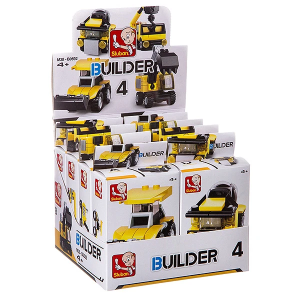 Набор пласт. конструкторов SLUBAN, Builder D/B 8 шт., ВОХ, стройка 4 вида, арт.