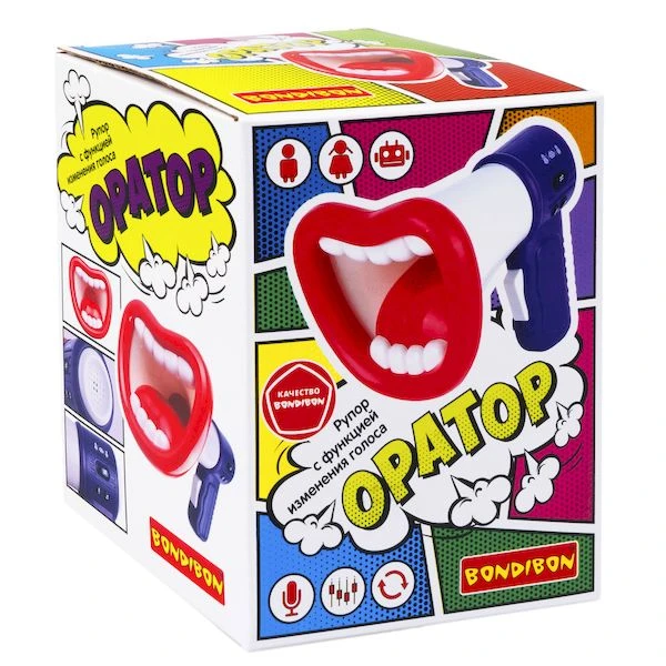 Рупор "Оратор" Bondibon функция изменения голоса, синий Рупор "Оратор" Bondibon функция изменения голоса, синий