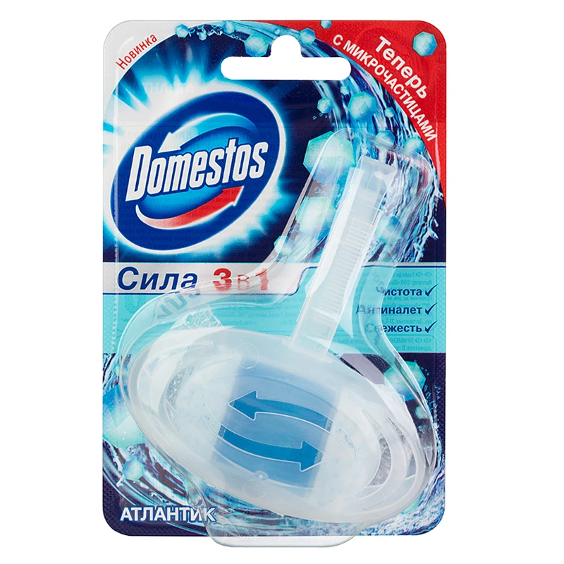 Подвесной блок для унитаза Domestos "3 в 1 Атлантик" 40г, твердый