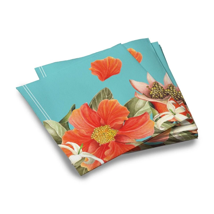 Салфетки бумажные трехслойные Гранат на бирюзовом, 33*33 см, 20 штук