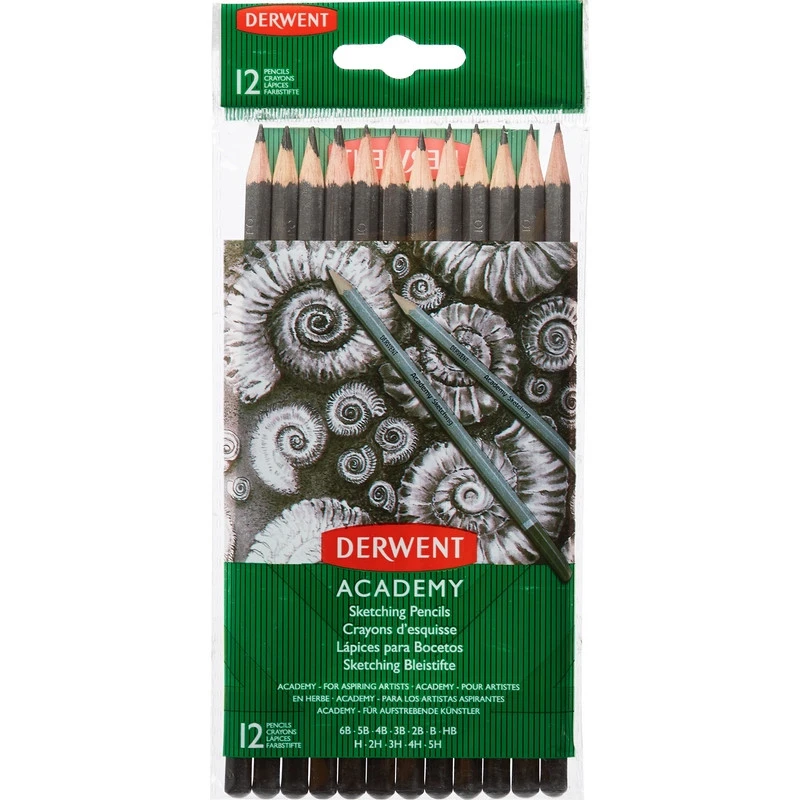 Набор карандашей черногр. Derwent Academy Sketching Hang Pack 12шт 5H-6B Набор карандашей черногр. Derwent Academy Sketching Hang Pack 12шт 5H-6B