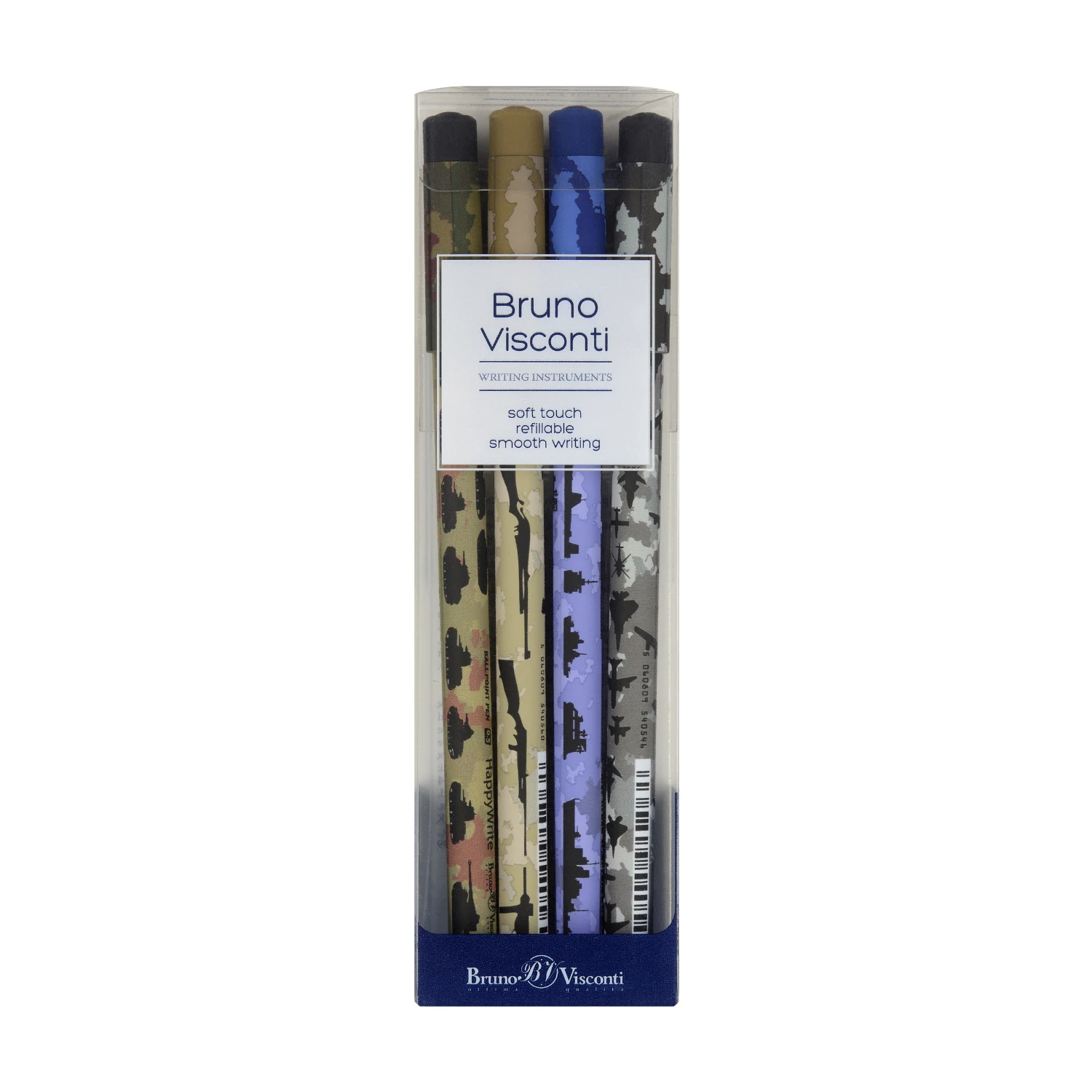 НАБОР ИЗ 4-Х РУЧЕК "HappyWrite" ВИД 4. ШАРИКОВЫХ 0,5 ММ.СИНЯЯ