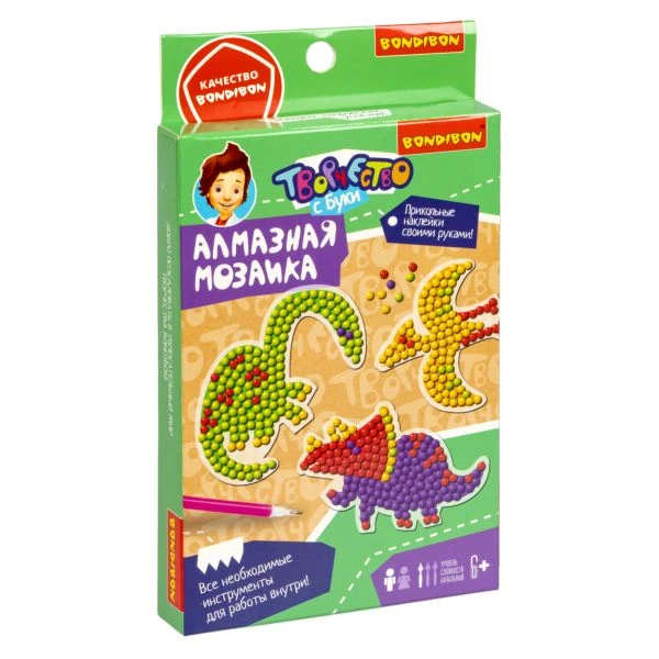 Набор для творчества BONDIBON. Алмазная мозаика. Наклейки ДИНОЗАВРЫ Набор для творчества BONDIBON. Алмазная мозаика. Наклейки ДИНОЗАВРЫ
