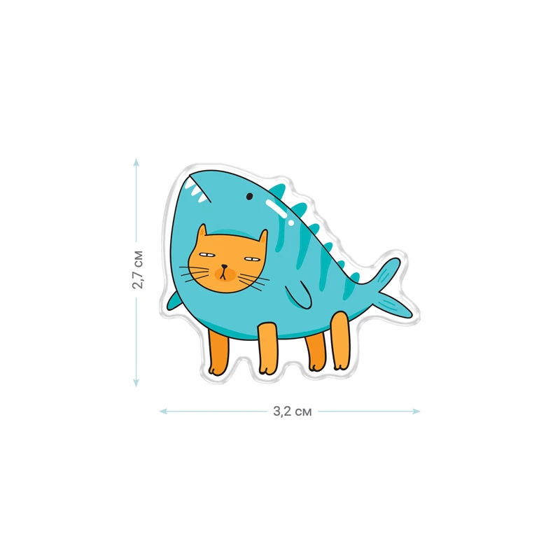 Значок акриловый MESHU "Juicy cats", прямая УФ-печать, 3,2*2,7см