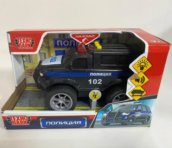 Машина пластик свет-звук ПОЛИЦИЯ 18 см, своб. ход, коробка. Технопарк