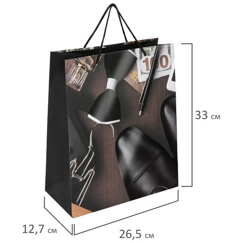 Пакет подарочный 26,5x12,7x33 см ЗОЛОТАЯ СКАЗКА "Businessman", Пакет подарочный 26,5x12,7x33 см ЗОЛОТАЯ СКАЗКА "Businessman",