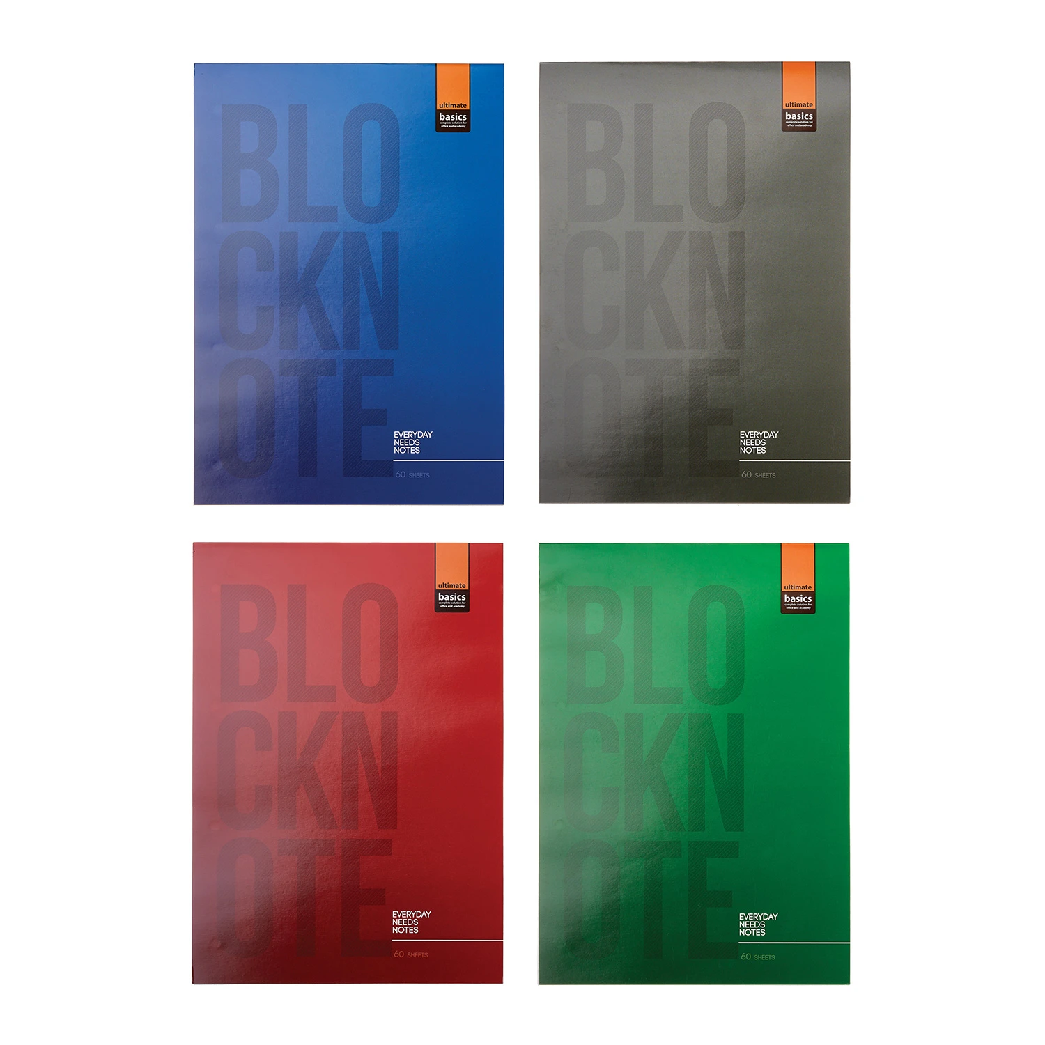 БЛОКНОТ А4, 60 Л. СКЛЕЙКА, "ULTIMATE BASICS" 4 ВИДА