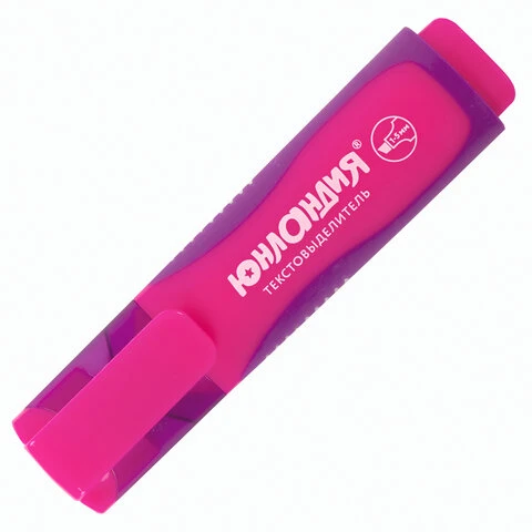 Текстовыделитель ЮНЛАНДИЯ "ELASTIC", РОЗОВЫЙ, прорезиненный корпус,