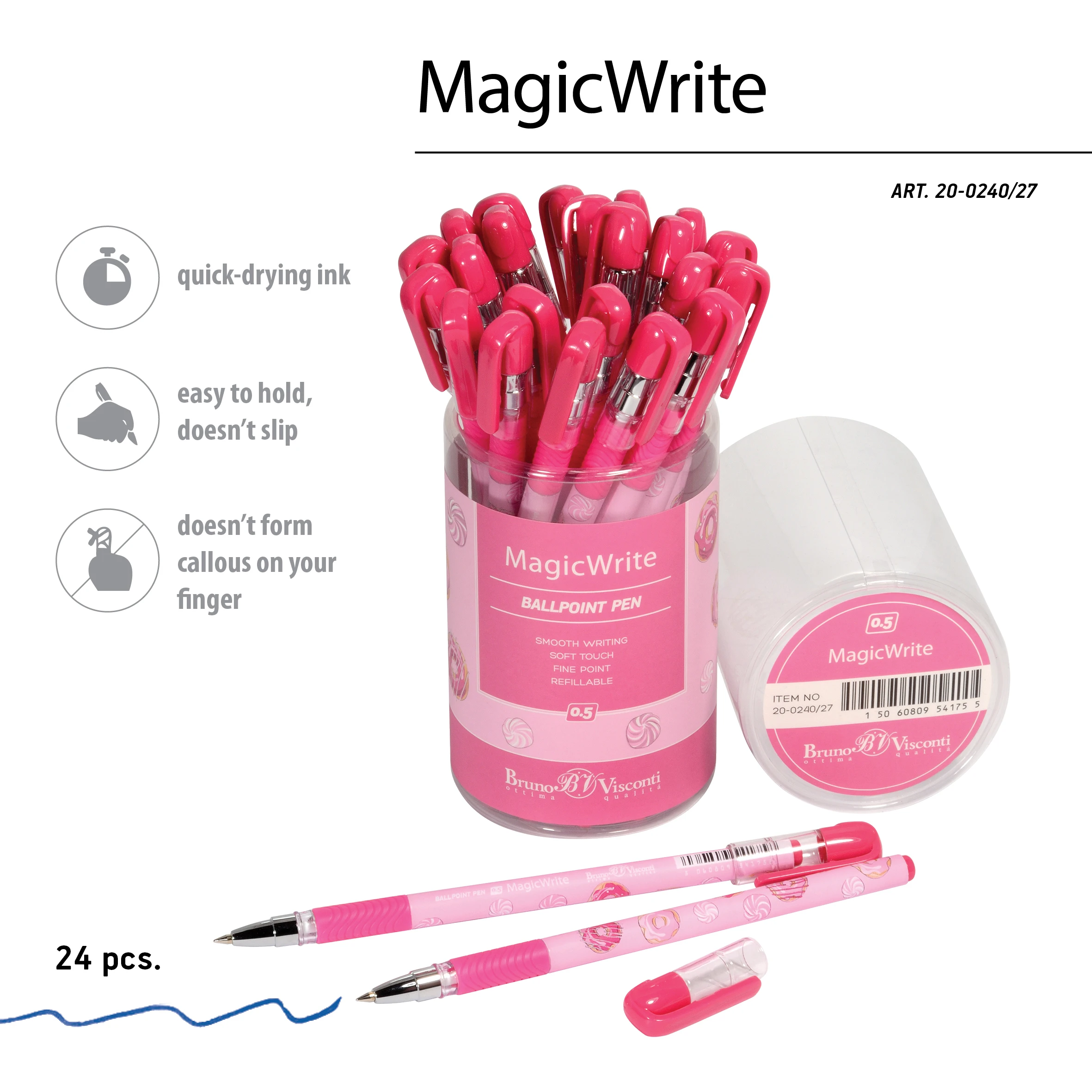 РУЧКА "MagicWrite. Сладкое настроение. Пончики" ШАРИКОВАЯ, 0.5 ММ, РУЧКА "MagicWrite. Сладкое настроение. Пончики" ШАРИКОВАЯ, 0.5 ММ,
