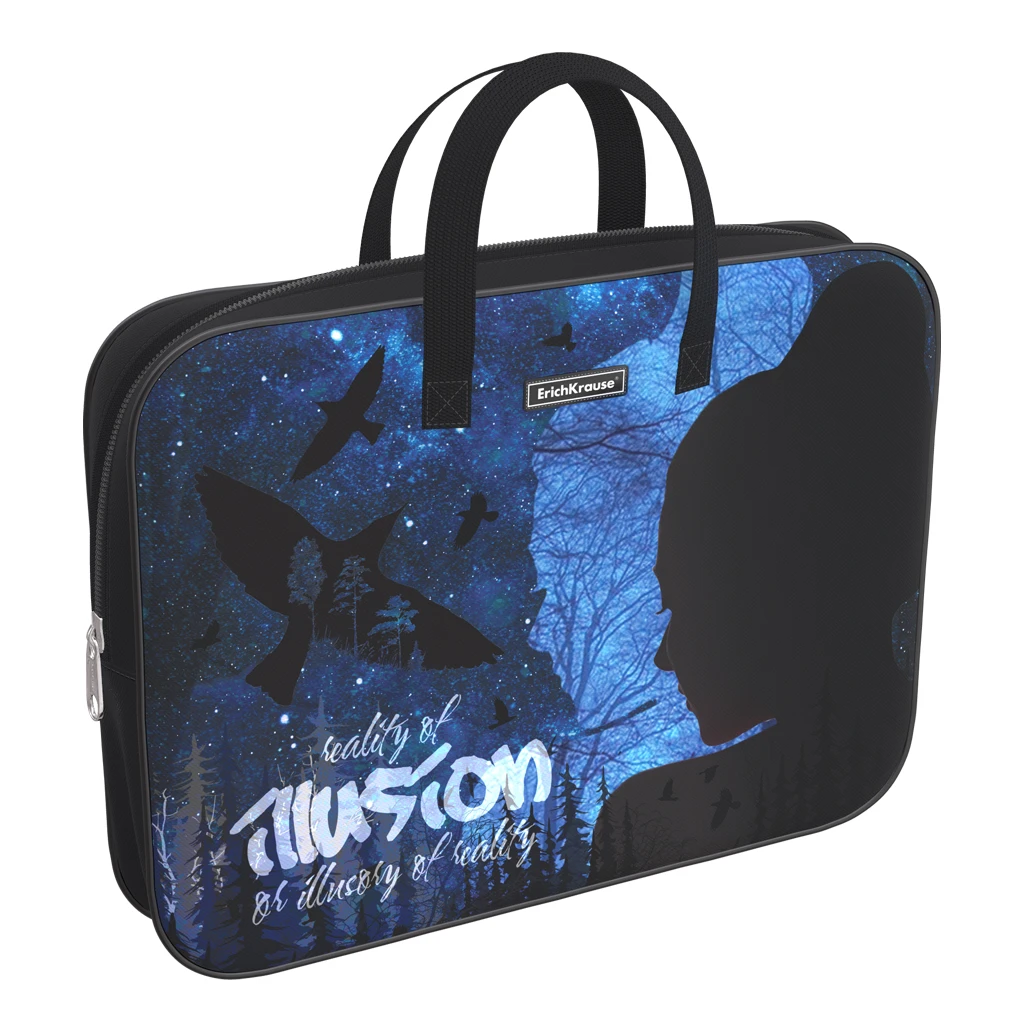 Папка текстильная на молнии ErichKrause® с ручками Girl Shadow, A4+ Папка текстильная на молнии ErichKrause® с ручками Girl Shadow, A4+