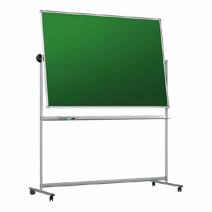 Доска меловая - магнитная-зелен/маркерная-белая 100х150 вращ. мобильн штр. 