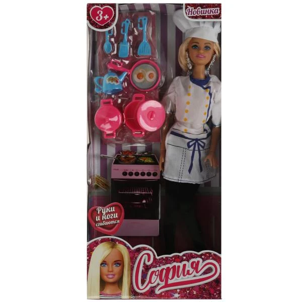 Кукла 29 см София, руки и ноги сгиб, повар, акс, кор КАРАПУЗ