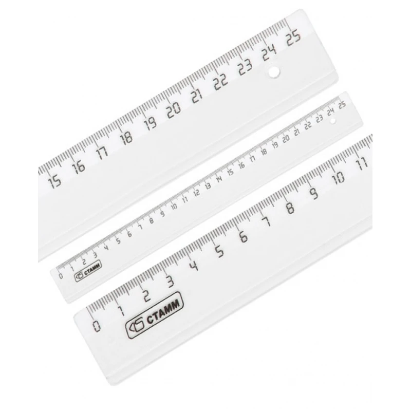 Линейка 25см Стамм, пластиковая, прозрачная бесцветная