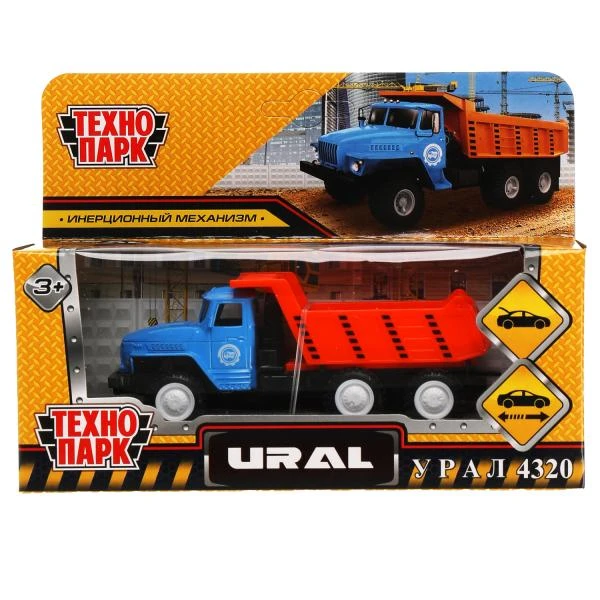 Машина металл УРАЛ 4320 САМОСВАЛ 12 см, инерция, открыв. багаж., СИНИЙ,