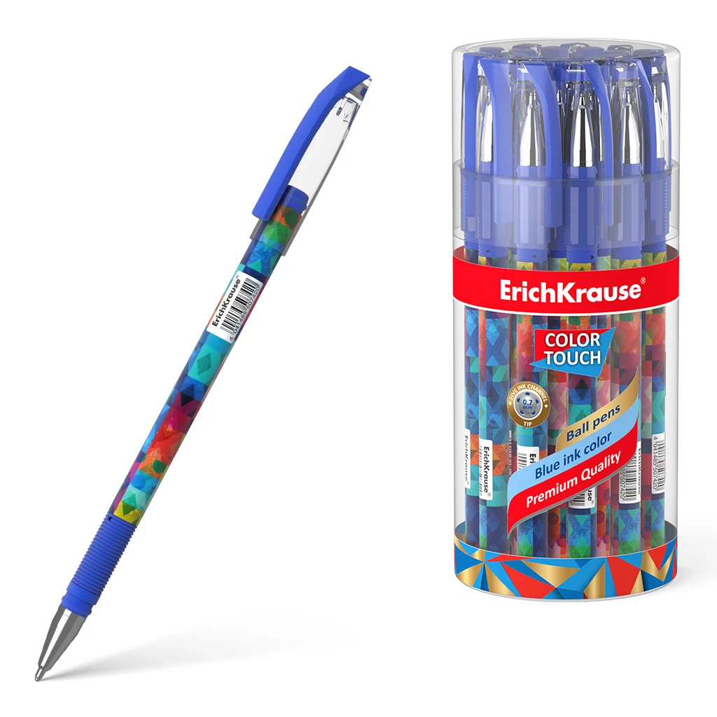 Ручка шариковая Erich Krause® ColorTouch® Patchwork, цвет чернил синий (в тубусе Ручка шариковая Erich Krause® ColorTouch® Patchwork, цвет чернил синий (в тубусе