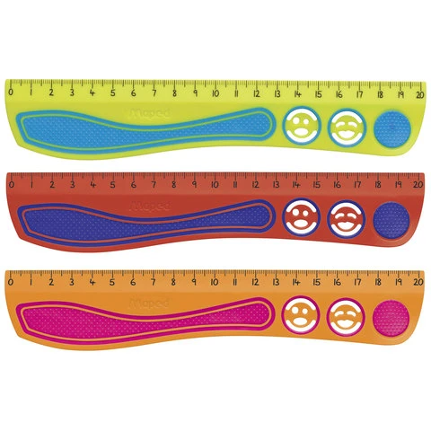 Линейка MAPED (Франция) "Kidy'Grip", 20 см, пластиковая с резиновыми Линейка MAPED (Франция) "Kidy'Grip", 20 см, пластиковая с резиновыми