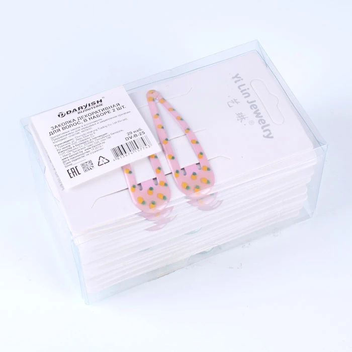 Заколка декоративная "Клик-клак" для волос в наборе 2шт в ассортименте