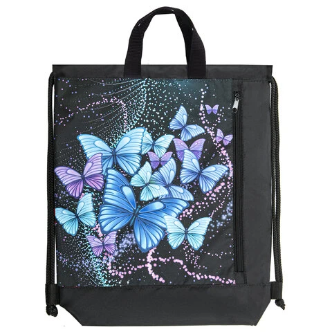 Мешок для обуви ЮНЛАНДИЯ, с ручками, боковой карман на молнии, 46х36 см,