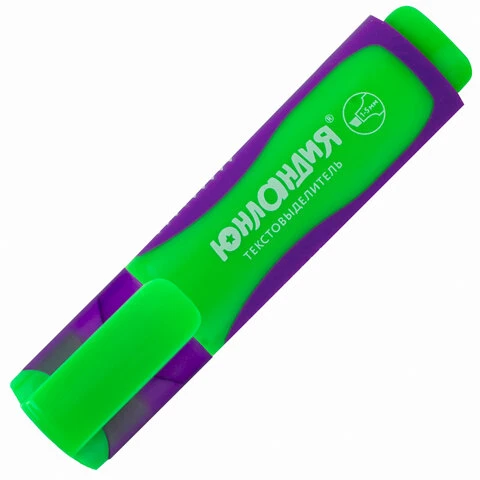 Текстовыделитель ЮНЛАНДИЯ "ELASTIC", ЗЕЛЕНЫЙ, прорезиненный корпус,
