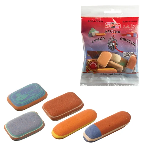 Резинки стирательные KOH-I-NOOR, набор 50 г, цвет и форма ассорти, европодвес,