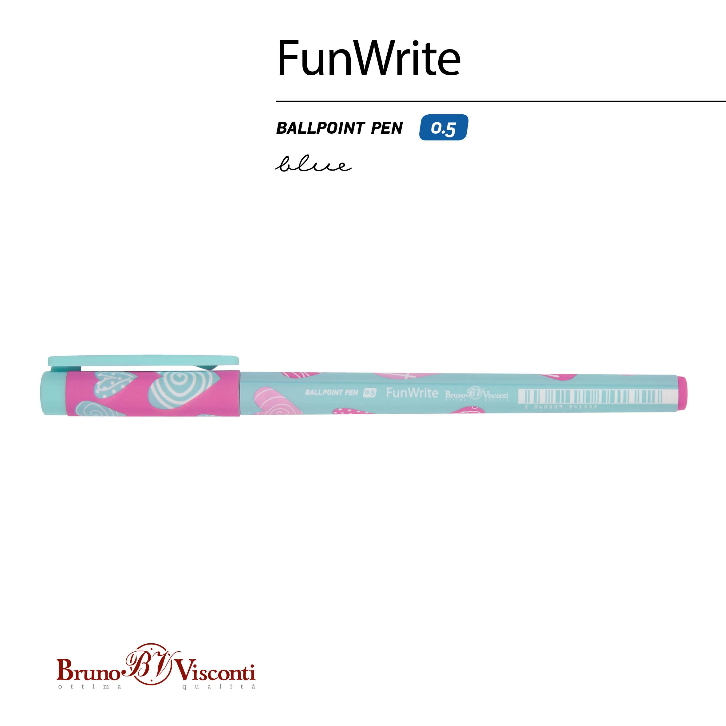 РУЧКА "FunWrite. Сердечки. Эмоции. Бирюза" ШАРИКОВАЯ 0.5 ММ, СИНЯЯ РУЧКА "FunWrite. Сердечки. Эмоции. Бирюза" ШАРИКОВАЯ 0.5 ММ, СИНЯЯ