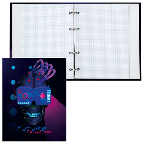 Тетрадь на кольцах А5 175х215 мм, 120 л., твердый картон, клетка, BRAUBERG,