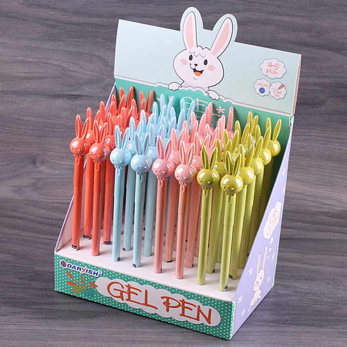 Ручка гелевая синяя "Darvish" с игольчатым стержнем "зайка"