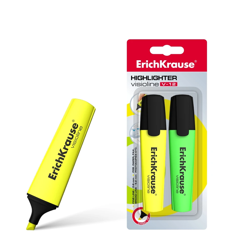 Текстмаркер Erich Krause Visioline V-12, цвет чернил: желтый, зеленый (в Текстмаркер Erich Krause Visioline V-12, цвет чернил: желтый, зеленый (в