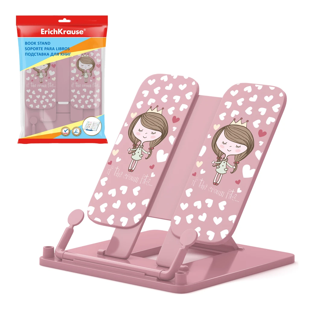 Подставка для книг пластиковая Erich Krause® Pastel Princess, розовая