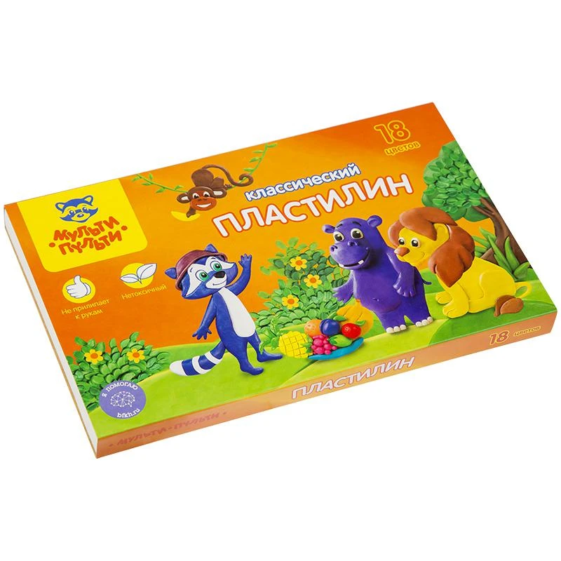 Пластилин "Приключения Енота" 18 цветов, 360гр, со стеком КП_10211