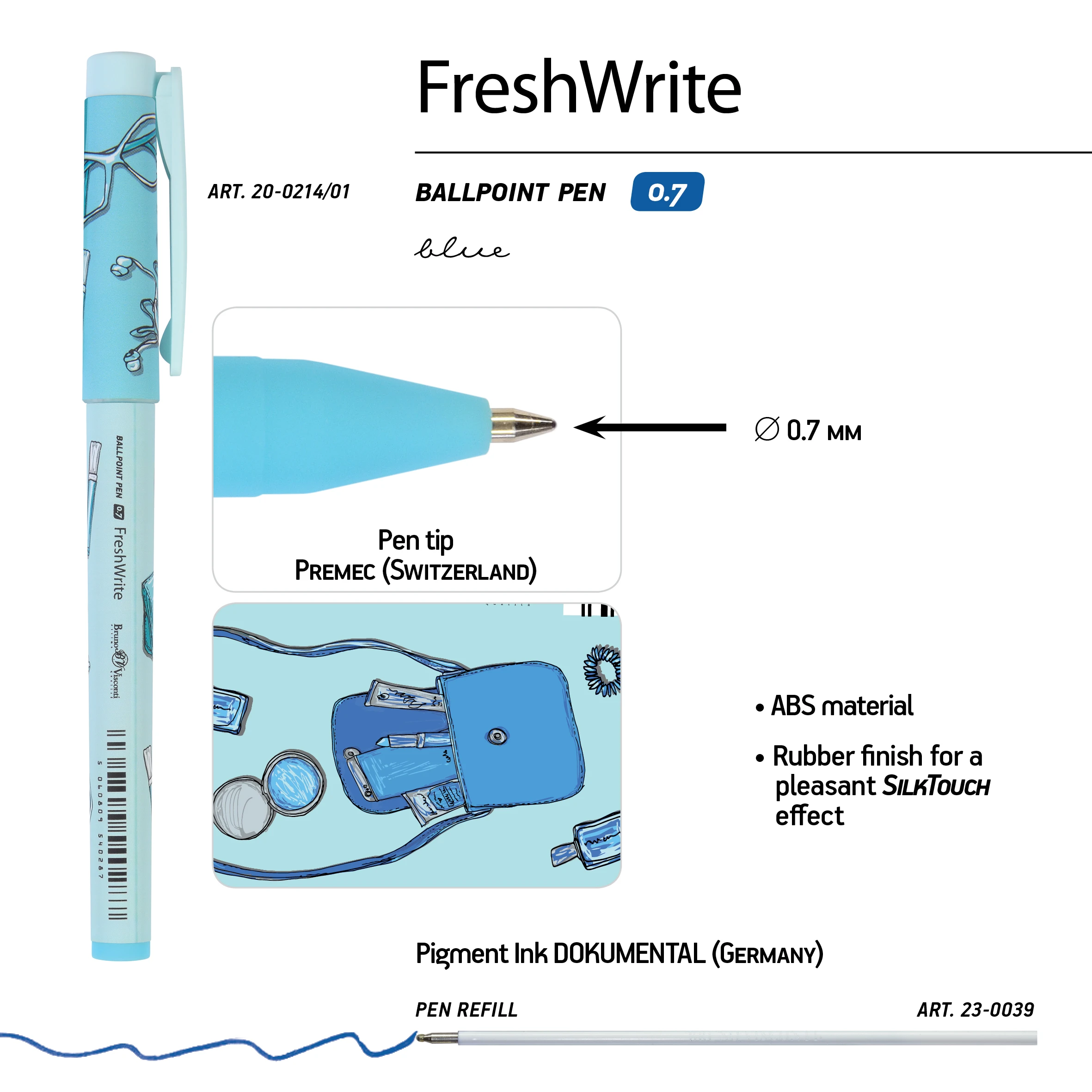 РУЧКА "FreshWrite. Life Style. Blue dream" ШАРИКОВАЯ 0.7 ММ, СИНЯЯ РУЧКА "FreshWrite. Life Style. Blue dream" ШАРИКОВАЯ 0.7 ММ, СИНЯЯ