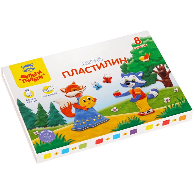 Пластилин Мульти-Пульти "Енот в сказке", 08 цветов, 96г, со стеком, Пластилин Мульти-Пульти "Енот в сказке", 08 цветов, 96г, со стеком,