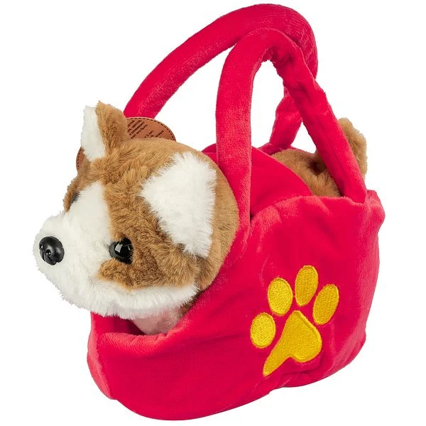 Собака в сумочке Bondibon на бат., коричнево-белая, 17см , ходит, двигает