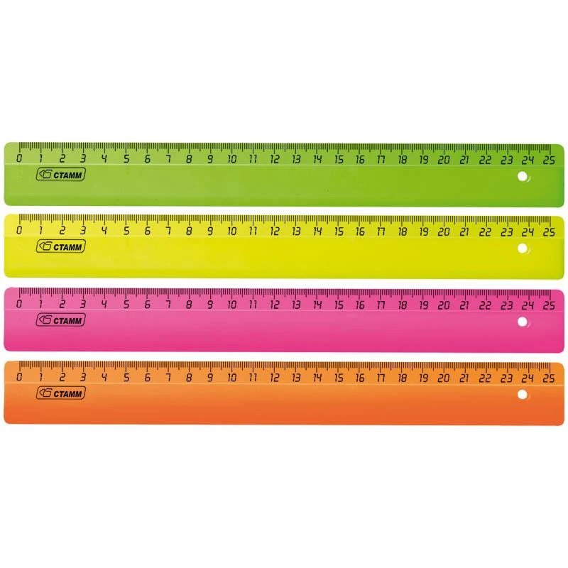 Линейка 25см, флуоресцентная: ЛН21 штр.:  4620000630272