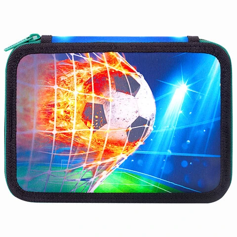 Пенал BRAUBERG, 2 отделения, полиэстер, 21х14 см, "Fire football", Пенал BRAUBERG, 2 отделения, полиэстер, 21х14 см, "Fire football",