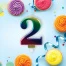 Свеча-цифра для торта "2" "Радужная", 9 см, ЗОЛОТАЯ СКАЗКА,