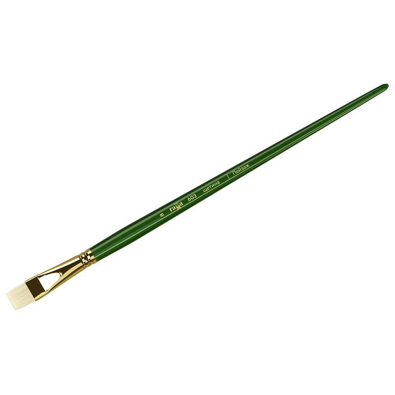 Кисть художественная, щетина, Гамма "Пейзаж", плоская, укороченный