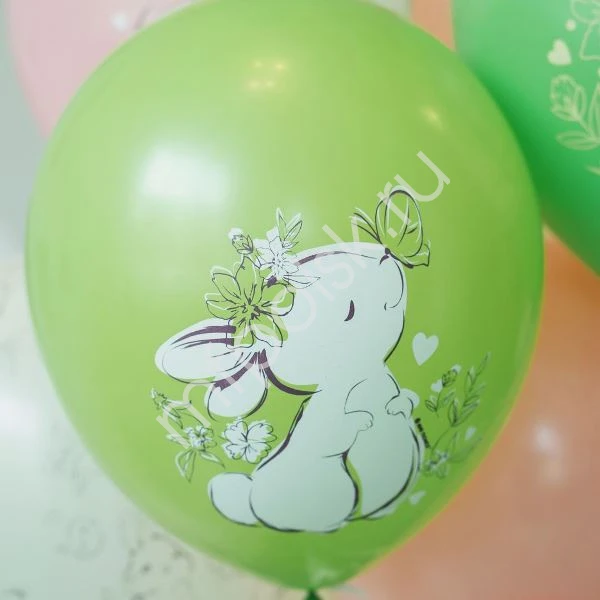 Набор шаров ассорти с рисунком Зайки 25 штук. MP 12"/30см