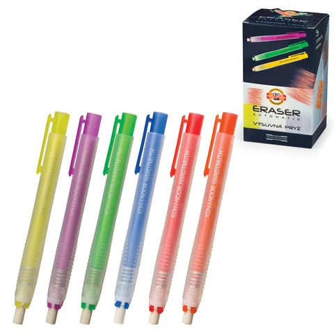 Резинка стирательная KOH-I-NOOR, 120 мм, выдвижная, пластиковый футляр, дисплей,