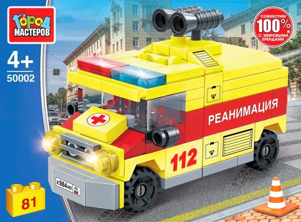 Конструктор АВТОМОБИЛЬ реанимации, 81 дет. Город мастеров Конструктор АВТОМОБИЛЬ реанимации, 81 дет. Город мастеров