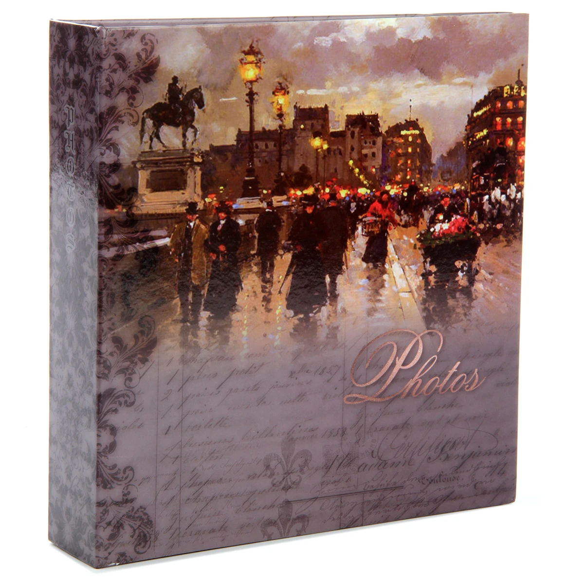 Фотоальбом 200ф 10X15cм, бум.карм.цвет.с мемо, клеевой переплет