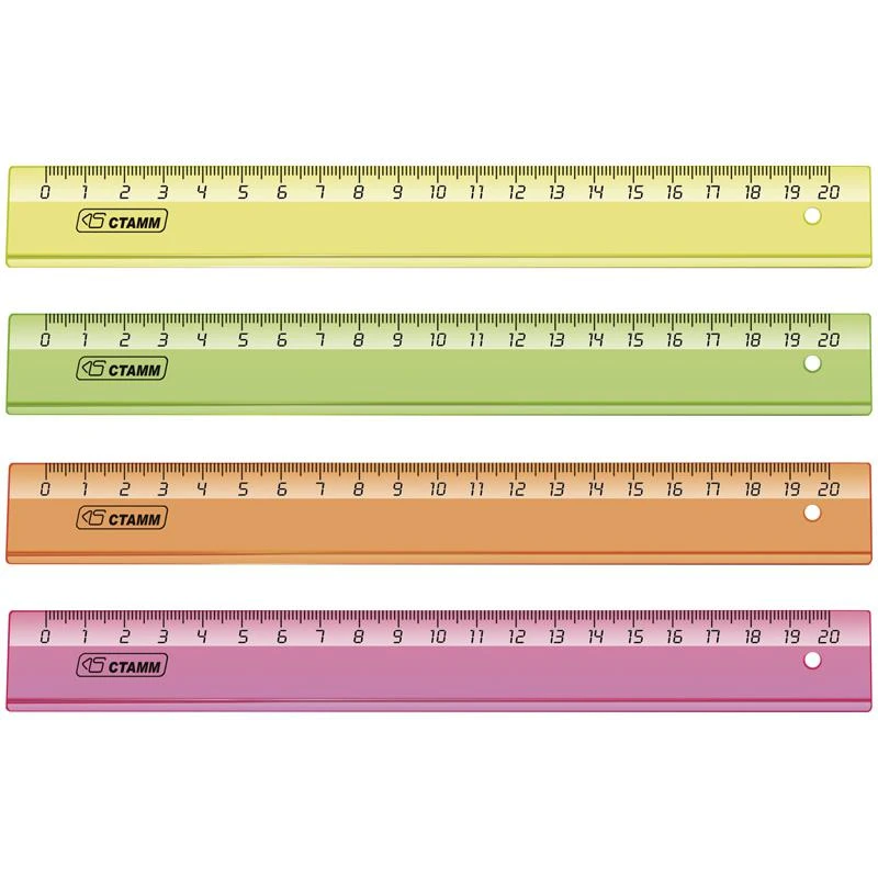 Линейка 20см, прозрачная флуоресцентная: ЛН12 штр.:  4620000630234