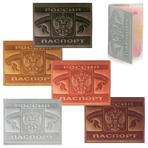 Обложка "Паспорт России", натуральная кожа, цвет ассорти, ОД8-01