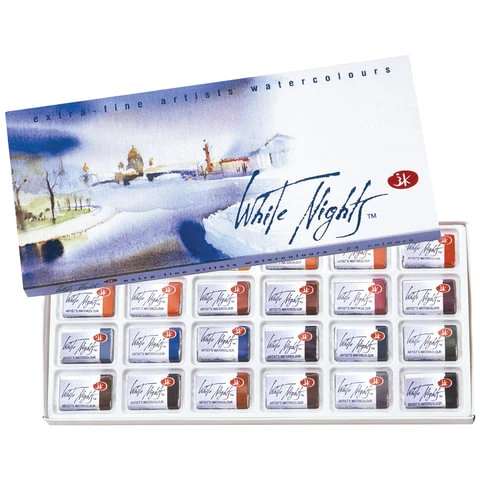 Краски акварельные художественные "Белые ночи", 24 цвета, кювета 2,5 Краски акварельные художественные "Белые ночи", 24 цвета, кювета 2,5