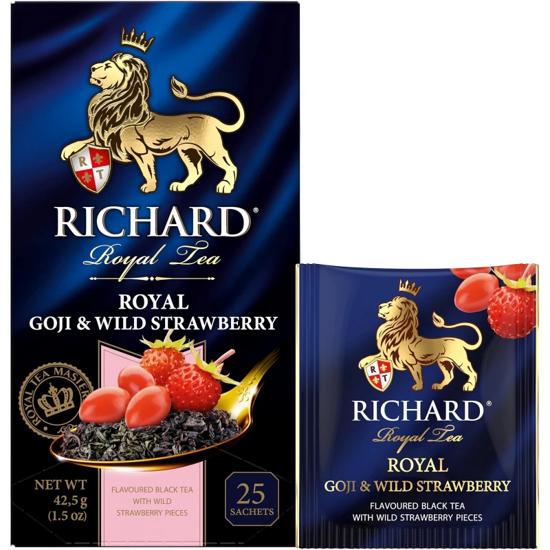 Чай Richard Royal Goji & Wild Strawberry, черный, ароматизированный, 25шт/уп Чай Richard Royal Goji & Wild Strawberry, черный, ароматизированный, 25шт/уп