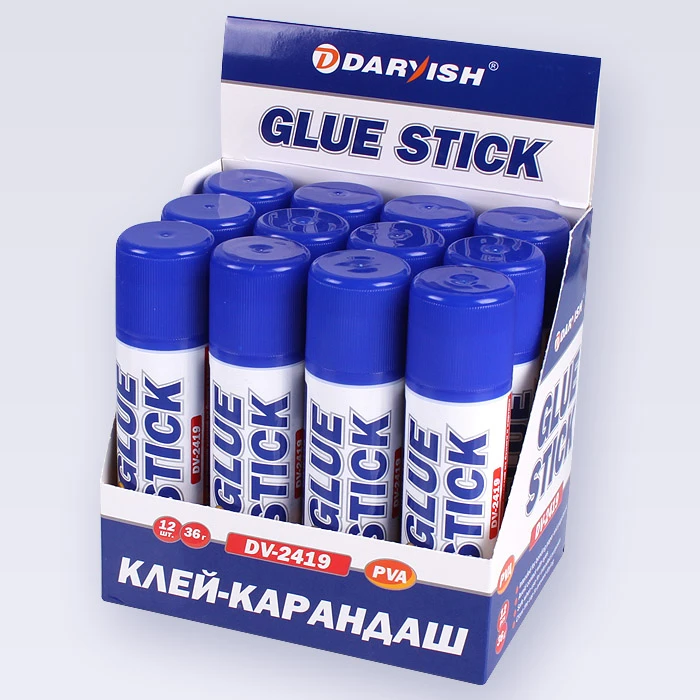 Клей-карандаш 36гр "Darvish" в пластиковом корпусе с выдвигающимся Клей-карандаш 36гр "Darvish" в пластиковом корпусе с выдвигающимся